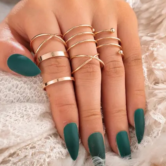 GOLD  HARPER Midi 6 Rings GIFT SET With Gift Bag - Picture 4 of 6